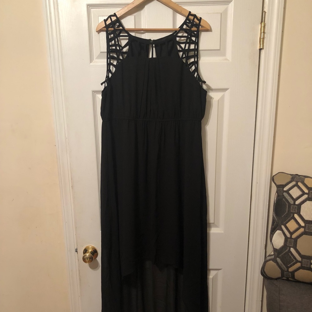 Cage-Detail Black Dress
